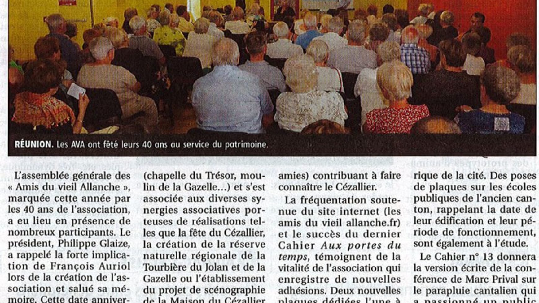 Quarante ans d’actions pour le patrimoine – La Montagne – 31 octobre 2019