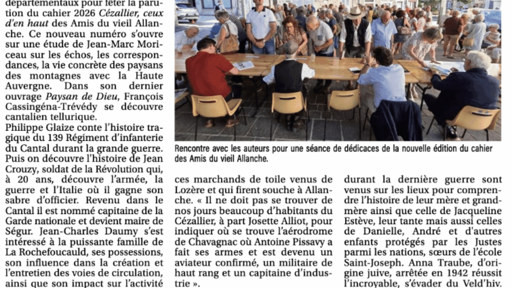« Le nouveau cahier des Amis du vieil Allanche »- La Montagne – 21 juillet 2026 / Allanche