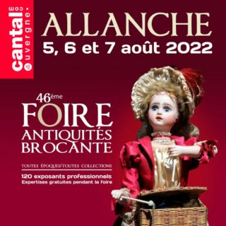 📅 RDV les 5, 6 et 7 août prochains, pour la 46ème Grande Foire à la brocante et aux antiquités d’Allanche de renommée nationale, la plus importante de sa catégorie en Auvergne. 
➡ Au total, 120 exposants professionnels et variés et présence d’un expert.
On vous attend !!! 😊

#allanche #foirealabrocante #26edition #lesamisduvieilallanche #cantal #brocante #cezallier